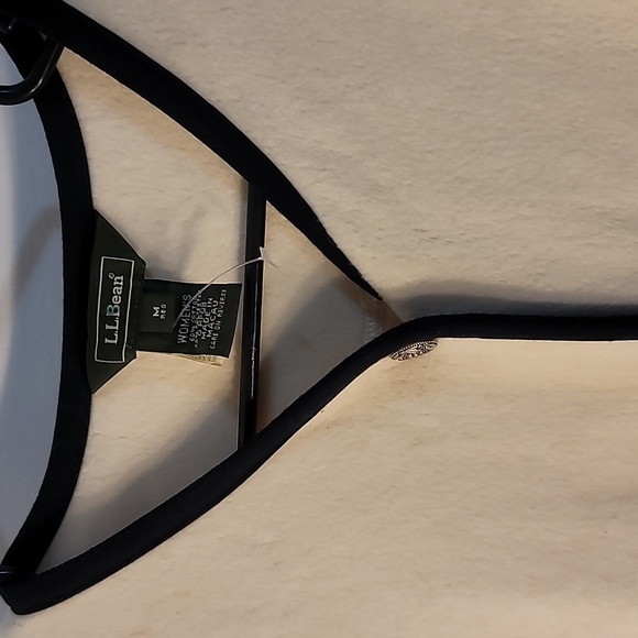 L.L. Bean Fleece Jacket Ivory with Black Trim - Picture 2 of 5